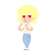 cartoon woman in love N136