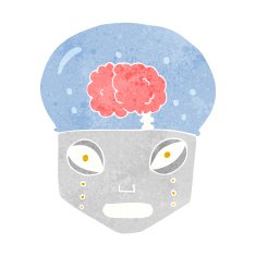 cartoon spooky robot head N14