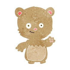 cartoon teddy bear waving N14