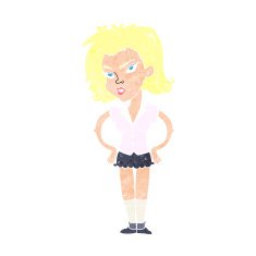 cartoon woman with hands on hips N265