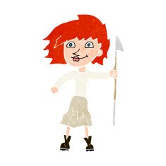cartoon woman with spear N12