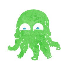 cartoon alien squid face N33