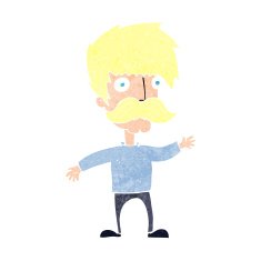 cartoon man with mustache waving N34