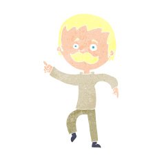 cartoon man with mustache pointing N34