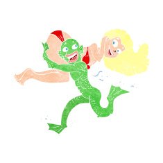 cartoon swamp monster carrying girl in bikini N12