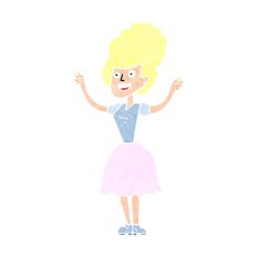 cartoon happy 1950's woman N12