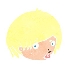 cartoon female face with raised eyebrow N11