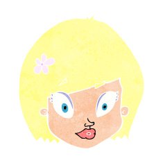 cartoon happy female face N212