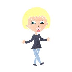 cartoon woman shrugging shoulders N564