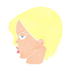 cartoon woman raising eyebrow N17