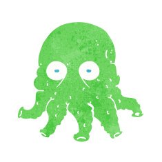 cartoon alien squid face N34