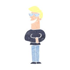 cartoon grinning man with glasses N2