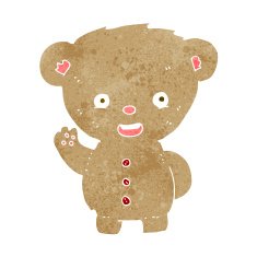 cartoon teddy bear waving N15