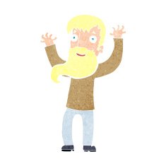 cartoon excited man with beard N11