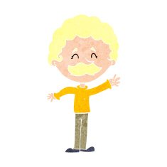 cartoon man with mustache waving N35