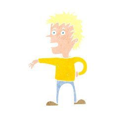 cartoon man making dismissive gesture N24