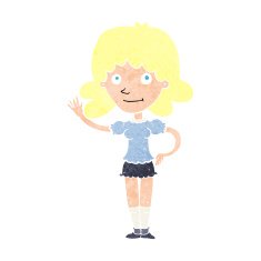 Cartoon Woman Waving N399