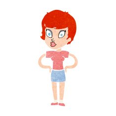 cartoon woman with hands on hips N266