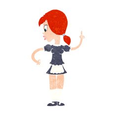 cartoon waitress calling order N11