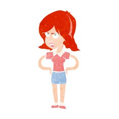 cartoon annoyed woman with hands on hips N12