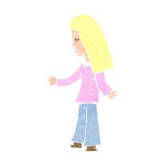 cartoon woman with open arms N118