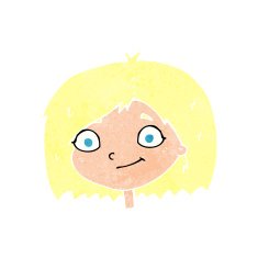 cartoon happy female face N215