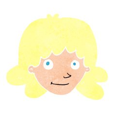 cartoon happy female face N216
