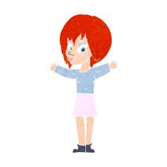 cartoon woman with open arms N119