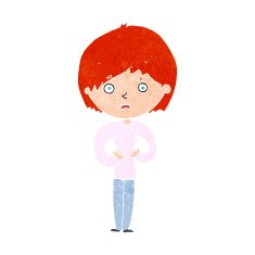cartoon woman making Who Me? gesture N56