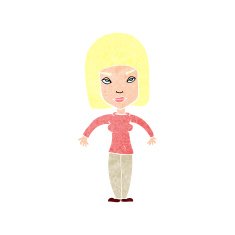 cartoon woman shrugging shoulders N566