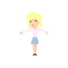 cartoon woman shrugging shoulders N567
