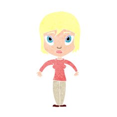 cartoon woman shrugging shoulders N568