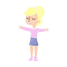 cartoon happy woman pointing N81