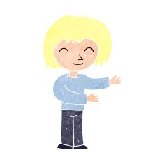 cartoon woman gestureing welcome N10