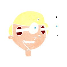 cartoon excited boy's face N12