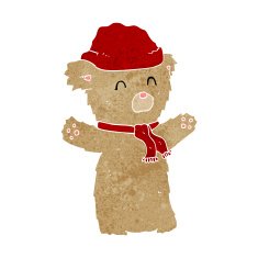 cartooon teddy bear in hat and scarf N3
