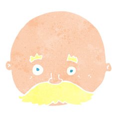 cartoon bald man with mustache N23