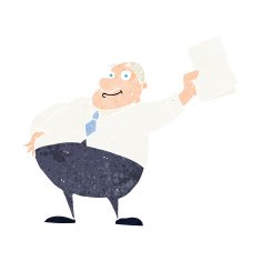 cartoon boss waving papers N12
