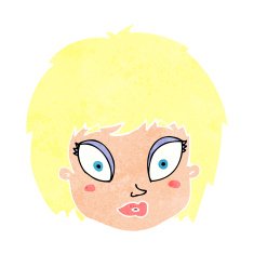 cartoon surprised female face N78