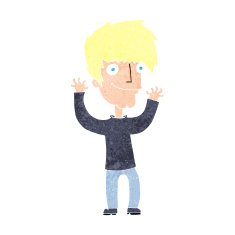 cartoon man waving arms N14