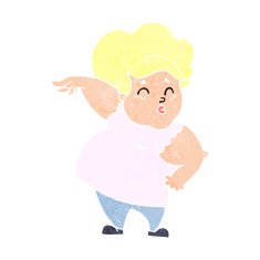 cartoon happy overweight lady N10