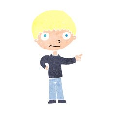 cartoon happy boy pointing N23