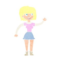 Cartoon Girl Waving N39