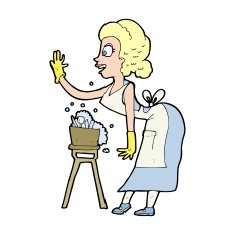 cartoon housewife washing up N12