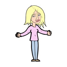 cartoon woman shrugging shoulders N572