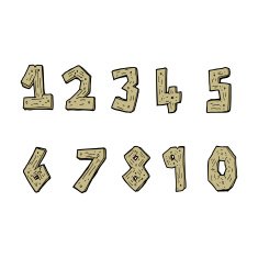 cartoon wooden numbers N12