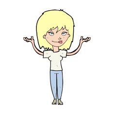 cartoon woman shrugging N70