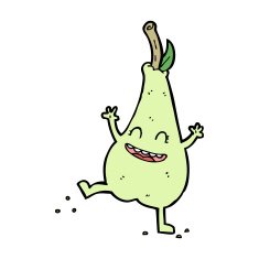 cartoon happy dancing pear N12