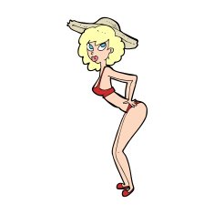 cartoon pin-up beach girl N12