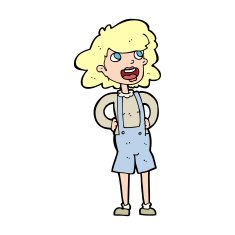 cartoon woma in dungarees N3